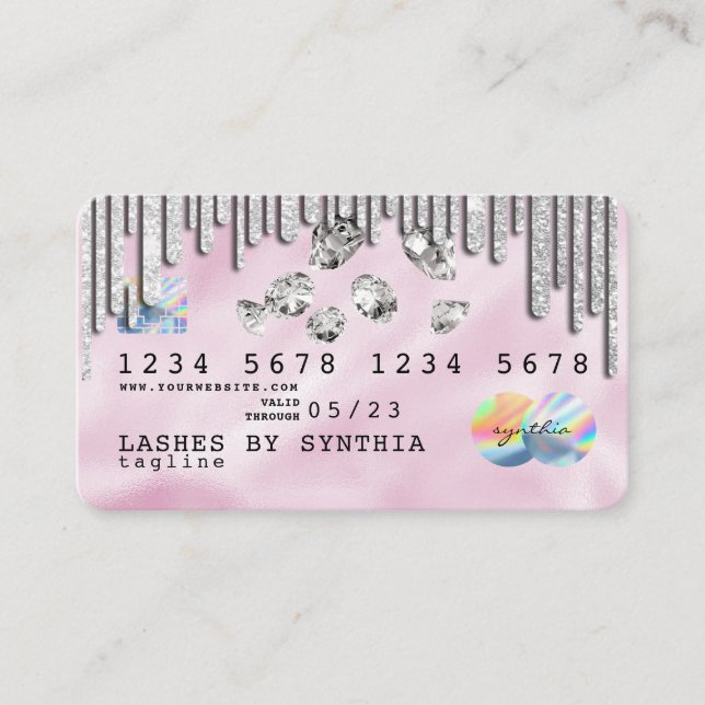 Pink Holograph Unicorn Credit Card diamonds (Front)