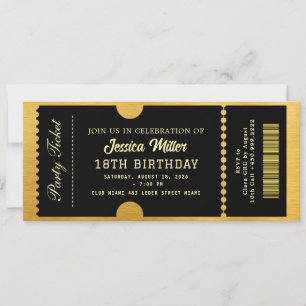 Pink Holographic Black Luxury Ticket Invitation