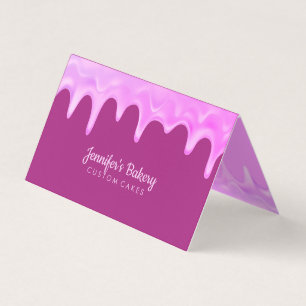 Pink Holographic Drips Cake Bakery Makeup Girly Business Card