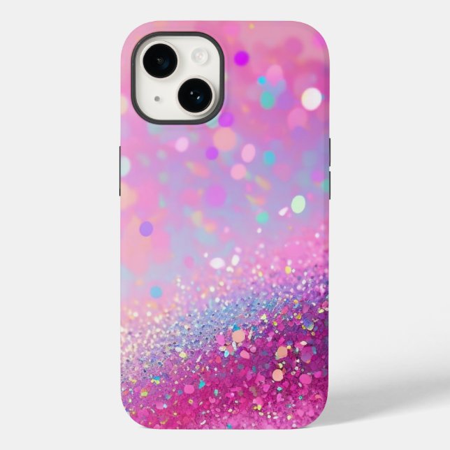 Pink Holographic Glitter iPhone Mate Tough Case (Back)