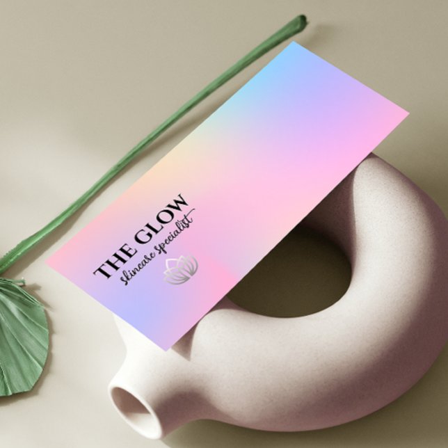 Pink Holographic Iridescent Aesthetician   Mini Business Card (Pink Holographic Iridescent Esthetician Mini Business Card)
