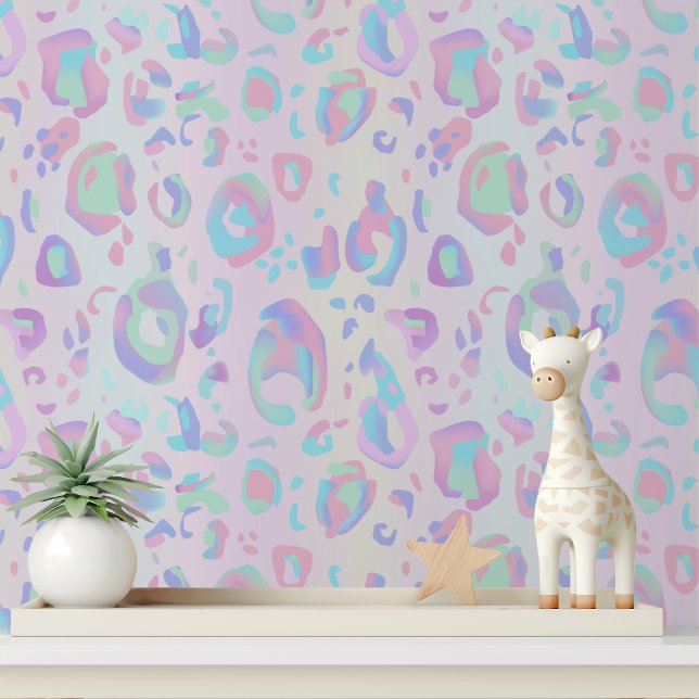 Pink Holographic Leopard Print Statement Wallpaper (Creator Uploaded)