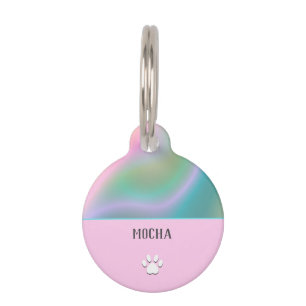 Pink Holographic Pet Tag