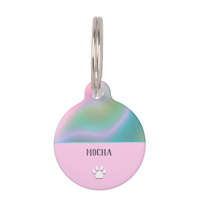 Pink Holographic Pet Tag (Front)