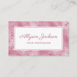 Pink Holographic Script Business Card