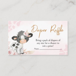 Pink Holy Cow Baby Shower Diaper Raffle Enclosure Card