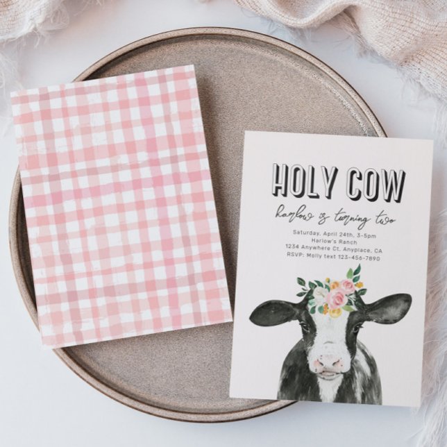 Pink Holy Cow Birthday Invitation | Cow Invitation (Creator Uploaded)