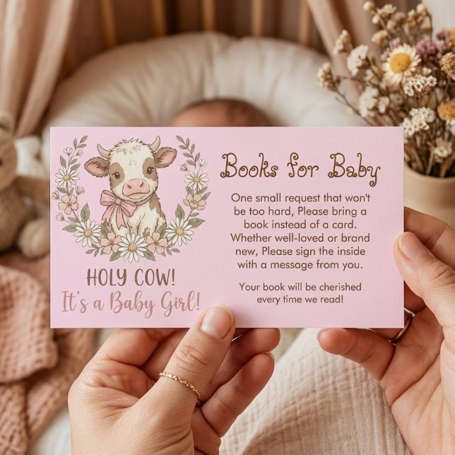 Pink Holy Cow Books for Baby Shower Enclosure Card (Creator Uploaded)