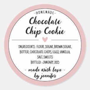 Pink Homemade Chocolate Chip Cookie Classic Round Sticker