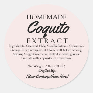 Pink Homemade Coquito Extract Ingredients Classic Round Sticker
