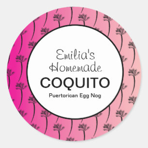 Pink Homemade Coquito Recipe Drink Tropical Classic Round Sticker