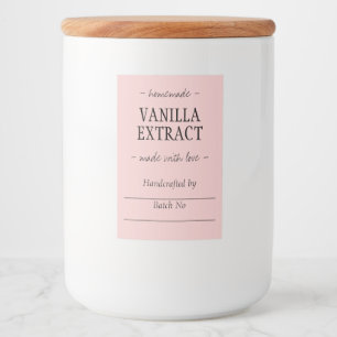 Pink Homemade Handcrafted Vanilla Extract Food Label