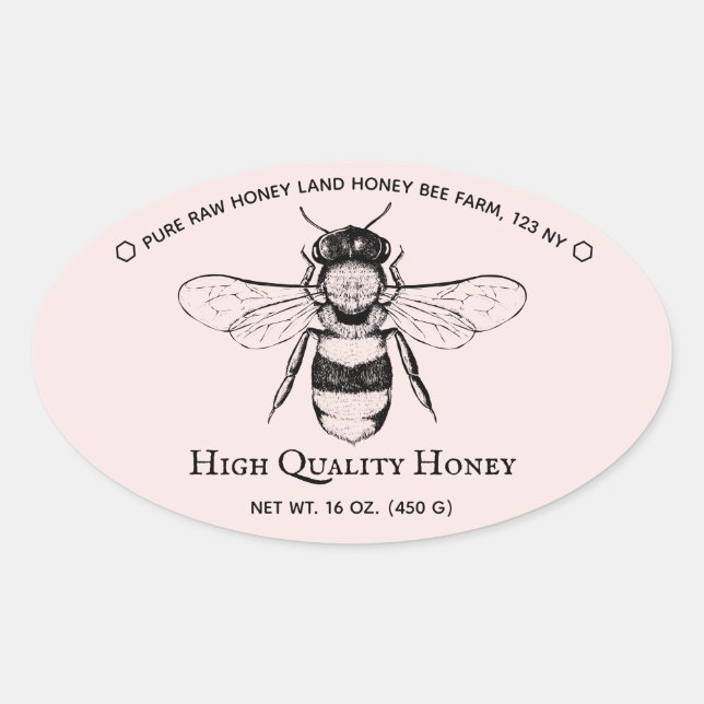 Pink Honey Jar Boho Beekeeper Oval Sticker (Front)