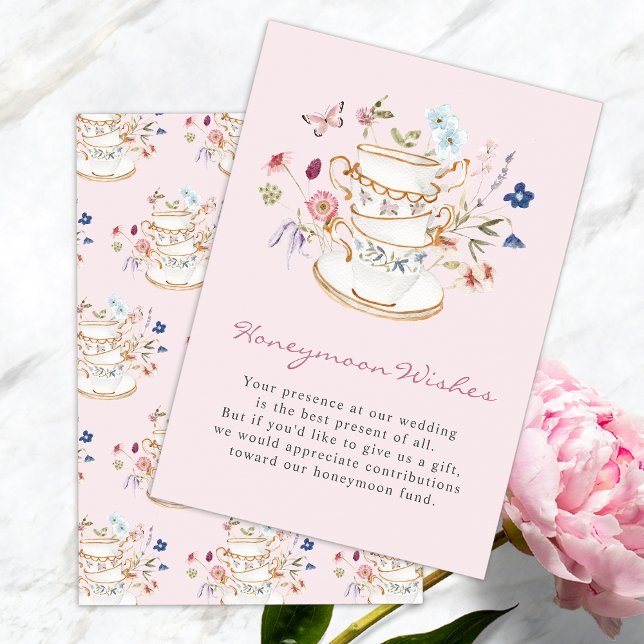 Pink Honeymoon Wishes Card (Pink Bridal Shower Tea Honeymoon Wishes Card b Painted Paperie
)