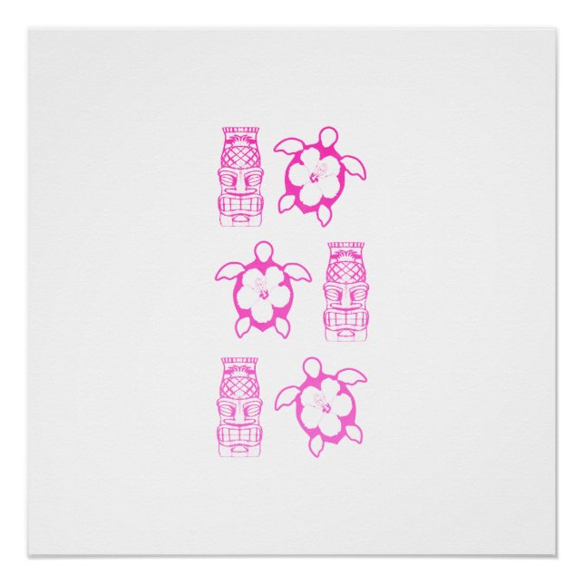 Pink Honu And Tiki Mask Poster (Front)