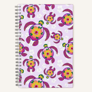 Pink Honu Turtles Hibiscus Flowers Notebook