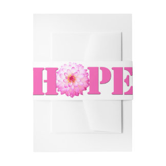 Pink HOPE Dahlia Photo Invitation Belly Band
