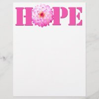 Pink HOPE Dahlia Photo Stationery Paper