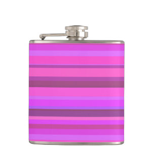 Pink horizontal stripes hip flask