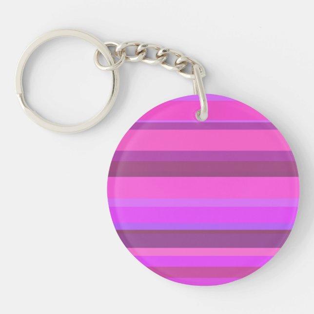 Pink horizontal stripes key ring (Front)