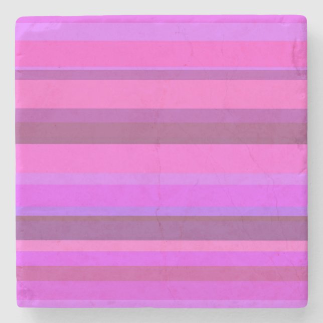 Pink horizontal stripes stone coaster (Front)