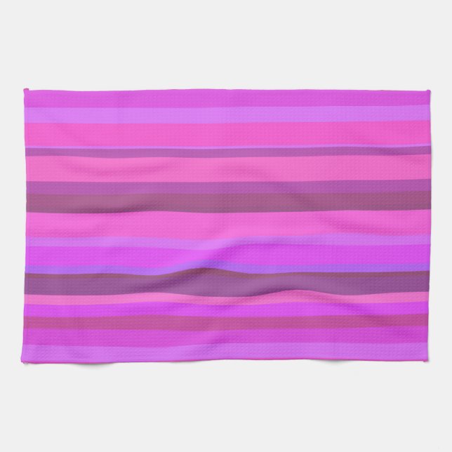 Pink horizontal stripes tea towel (Horizontal)