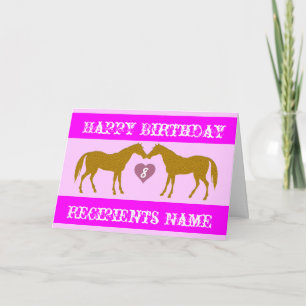 Pink Horse Age Birthday Card - Horse Age Card 8