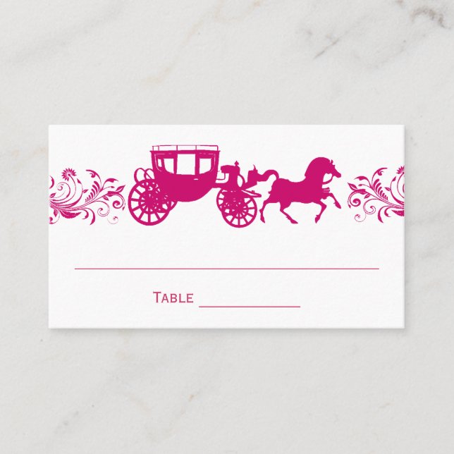 Pink Horse and Carriage Wedding Table Placecards (Front)