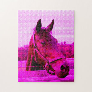 Pink Horse Modern Photo Art Her Sweet Fun Jigsaw Puzzle