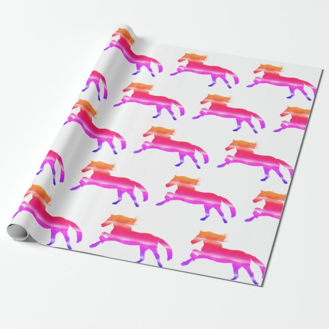 Pink Horse Wrapping Paper (Unrolled)
