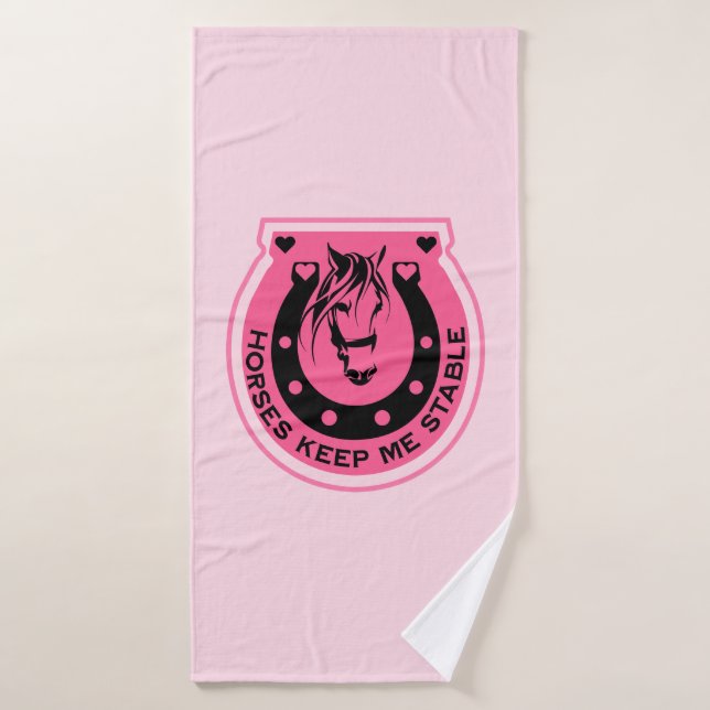 Pink Horseback Rider Bath Towel (Bath Towel)