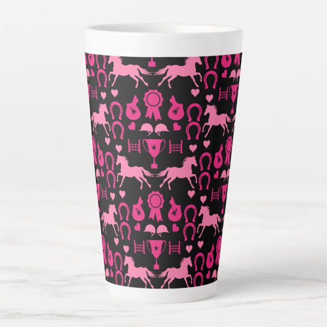 Pink Horseback Riding  Latte Mug (Front)