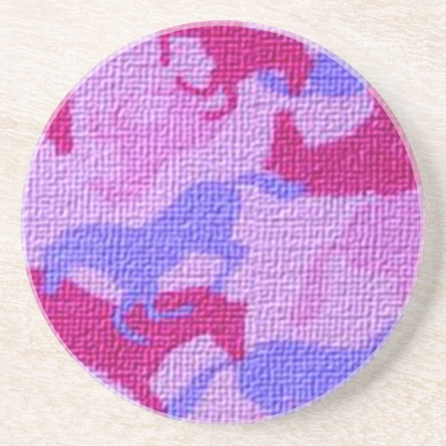 Pink Horses Canvas Coaster (Front)