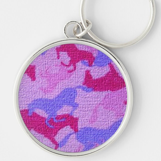 Pink Horses Canvas Key Ring (Front)