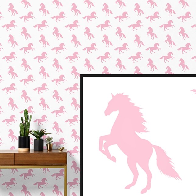 Pink Horses on White Wallpaper (Creator Uploaded)