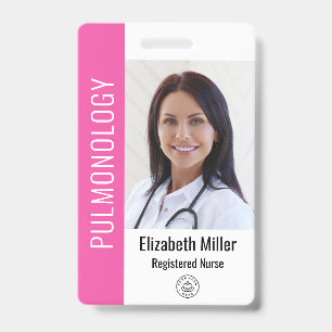 Pink Hospital Medical Employee Photo ID Badge
