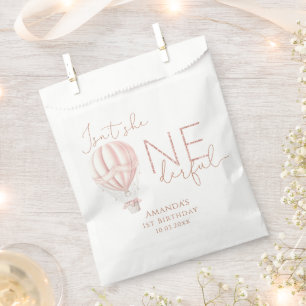 Pink Hot Air Ballon Onederful Girl 1st Birthday Favour Bags