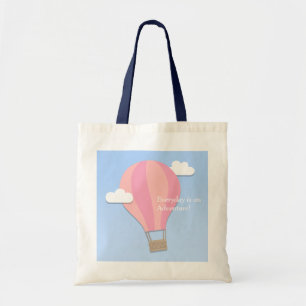 Pink Hot Air Balloon Adventure Among the Clouds Tote Bag