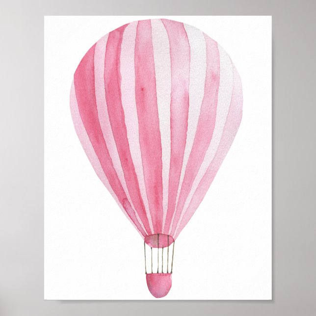 Pink hot air balloon - aerostat poster (Front)