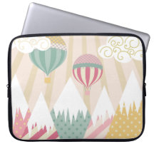 Pink Hot Air Balloon and Mountain Scene