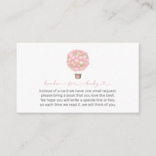 Pink Hot Air Balloon Baby Shower Books for Baby Enclosure Card