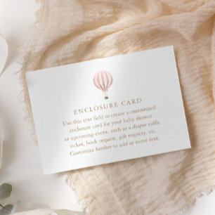 Pink Hot Air Balloon Baby Shower Enclosure Card