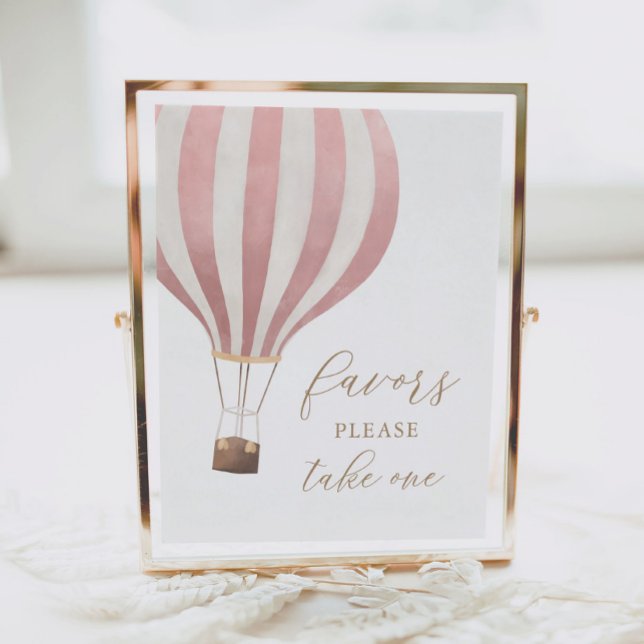 Pink Hot Air Balloon Baby Shower Favours Sign (Creator Uploaded)