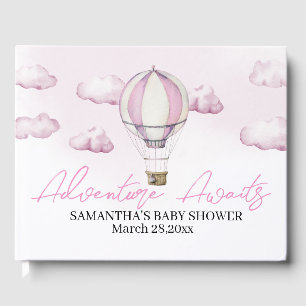Pink Hot Air Balloon Baby Shower Guest Book