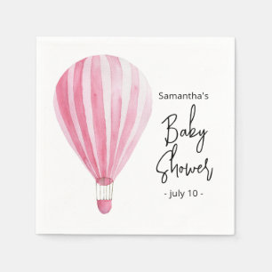 Pink hot air balloon Baby shower Napkin