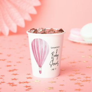 Pink hot air balloon Baby shower Paper Cups