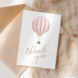 Pink Hot Air Balloon Baby Shower Thank You Card<br><div class="desc">Say a special thank you to your baby shower guests with these cards,  featuring a watercolor hot air balloon and gold typography.</div>