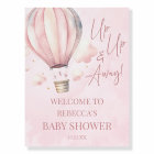 Pink Hot Air Balloon Baby Shower Welcome Sign