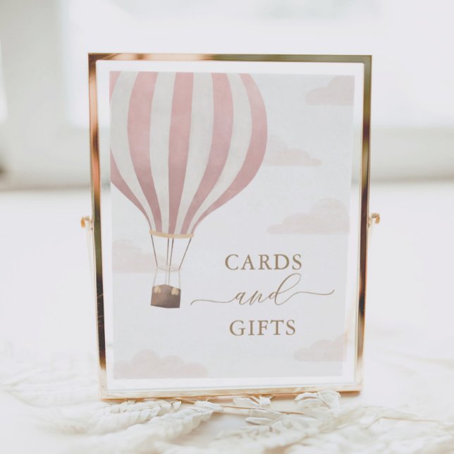 Pink Hot Air Balloon Birthday Cards and Gifts Sign (Creator Uploaded)