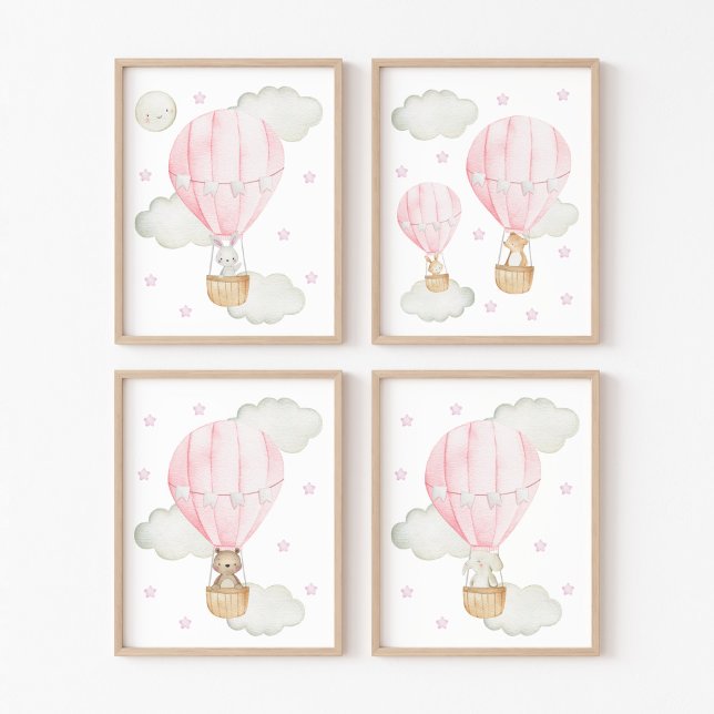Pink Hot Air Balloon, Cute Animals, Girl Nursery (Creator Uploaded)
